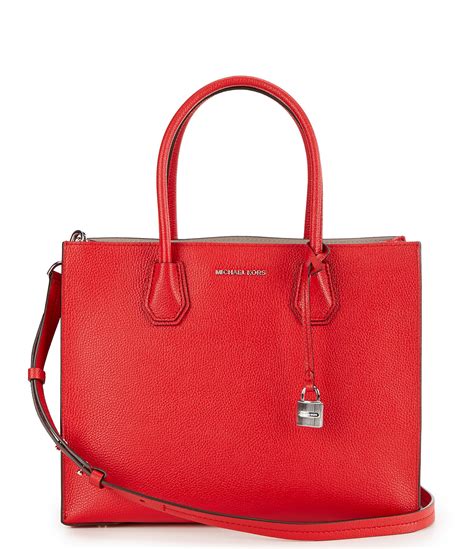 michael kors mercer large satche convertiblel red signature|Mercer Large Leather and Signature Logo Accordion Tote Bag.